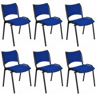 Pack 6 de cadeiras confidente Smart com estrutura epoxy negra e estofado Baly (têxtil) ou pele ecológica